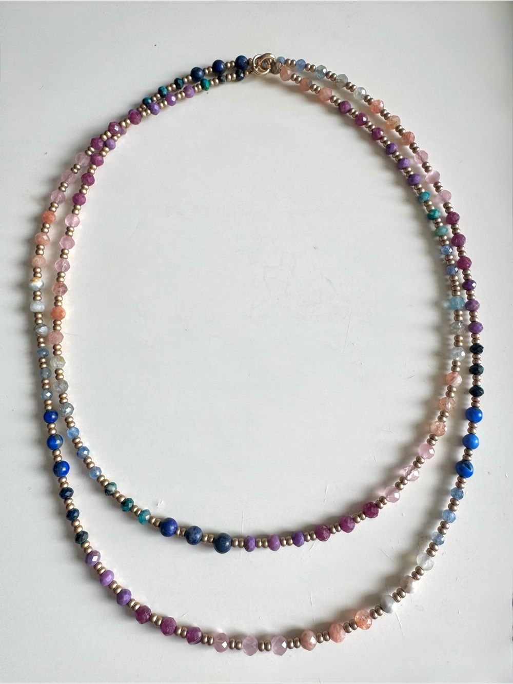 Boho Ombre Double Wrap Necklace w/Semi Precious Stones